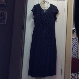 Black planchette ouija velvet peek a boo mid calf dress